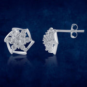 Taraash 925 Sterling Silver CZ Floral Stud Earrings For Women - Taraash