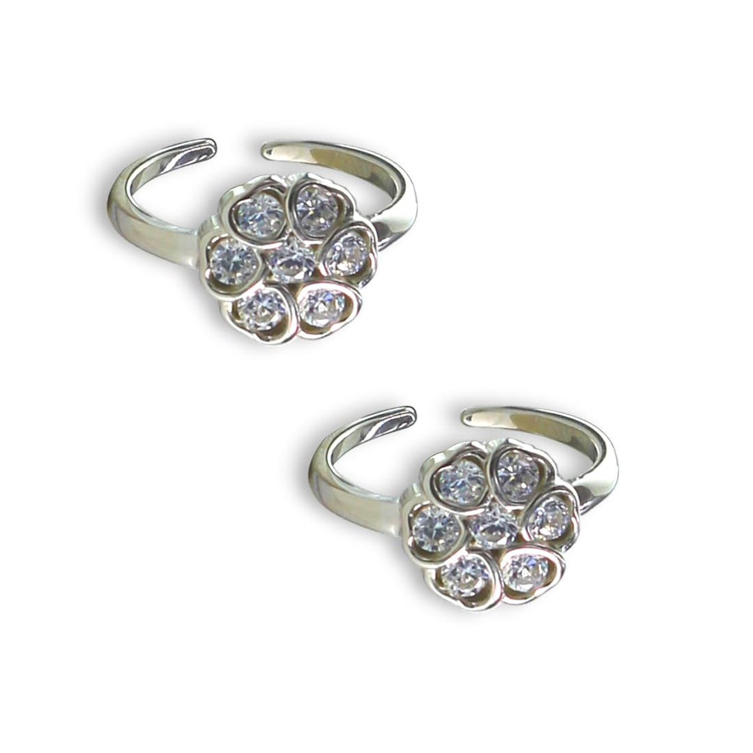 Taraash 925 Sterling Silver Cz Floral Toe Ring For Women - Taraash