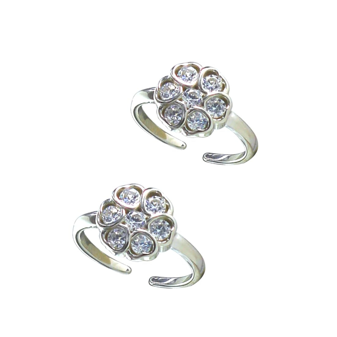 Taraash 925 Sterling Silver Cz Floral Toe Ring For Women - Taraash