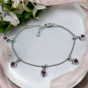Taraash 925 Sterling Silver CZ Heart Bracelet For Women - Taraash