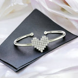 Taraash 925 Sterling Silver CZ Heart Kada Bangle For Women - Taraash