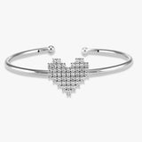 Taraash 925 Sterling Silver CZ Heart Kada Bangle For Women - Taraash