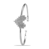 Taraash 925 Sterling Silver CZ Heart Kada Bangle For Women - Taraash
