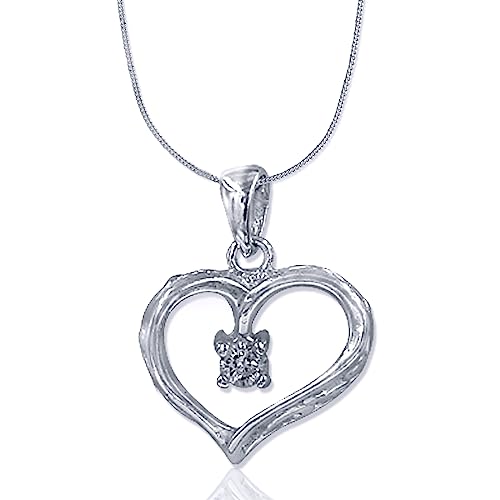 Taraash 925 Sterling Silver CZ Heart Pendant For Women - Taraash