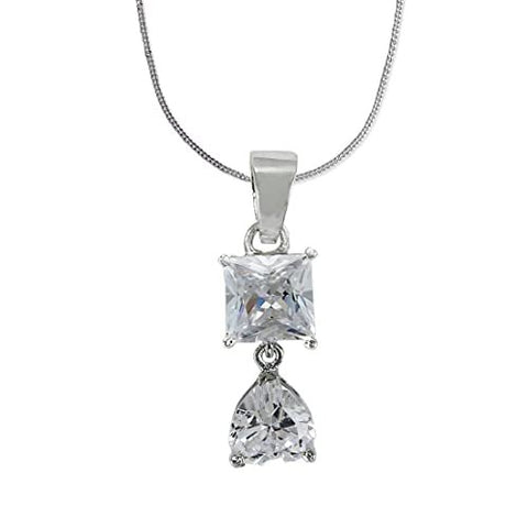 Taraash 925 Sterling Silver CZ Heart Pendant With Chain For Women - Taraash