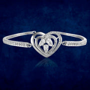 Taraash 925 Sterling Silver CZ Heart Shape Bangle For Women - Taraash