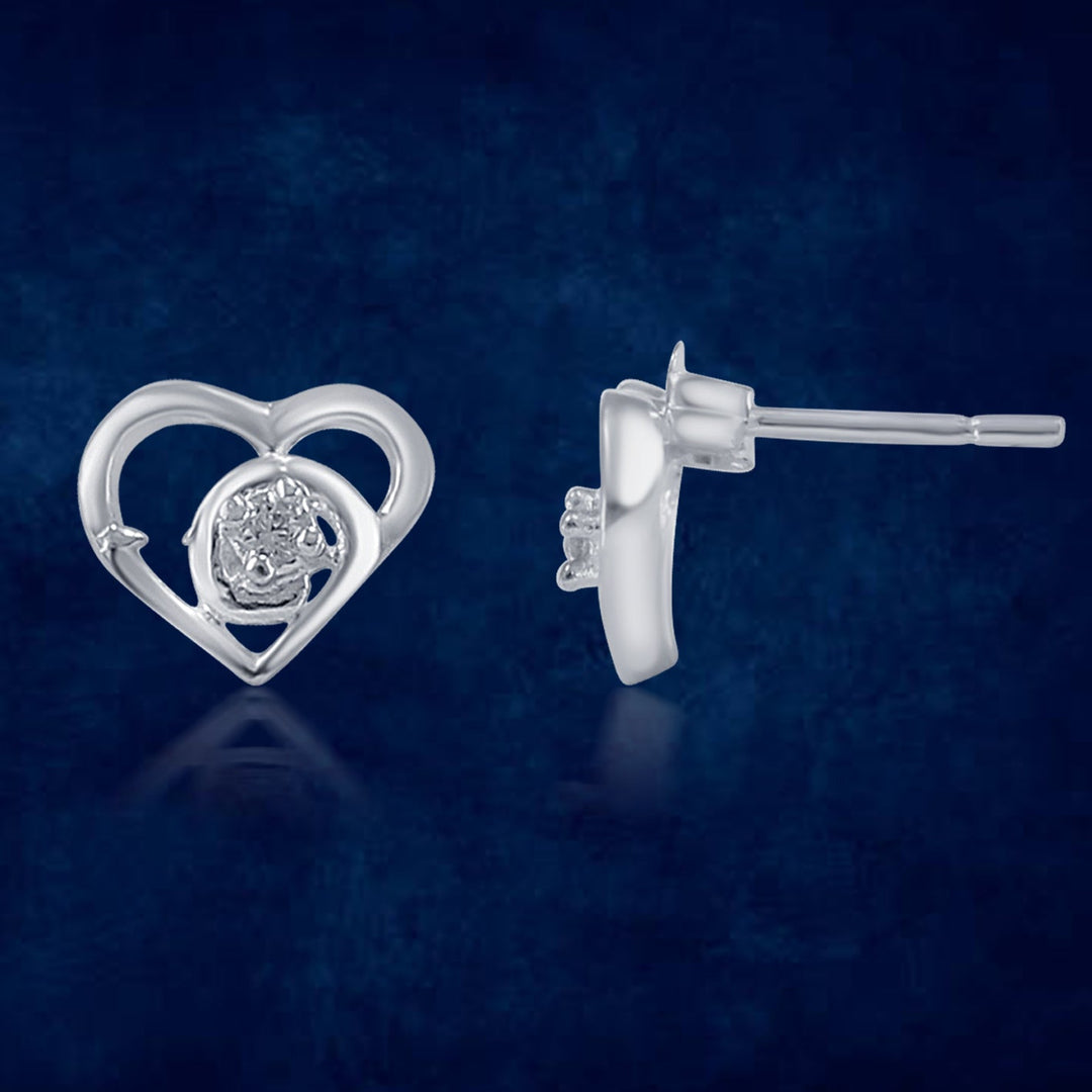 Taraash 925 Sterling Silver CZ Heart Stud Earrings For Women - Taraash