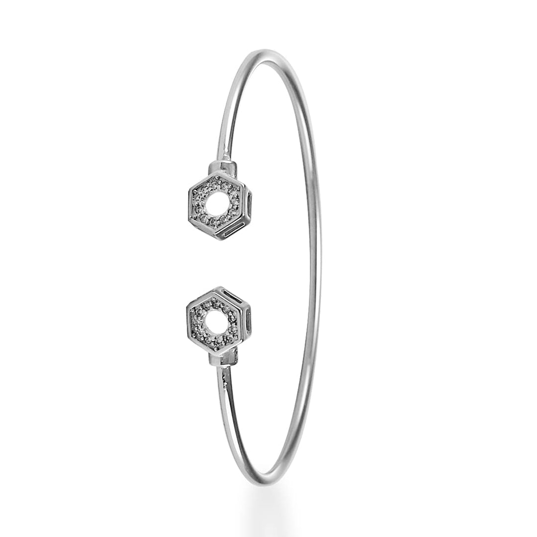 Taraash 925 Sterling Silver CZ Hexagon Shape Bangle For Women - Taraash