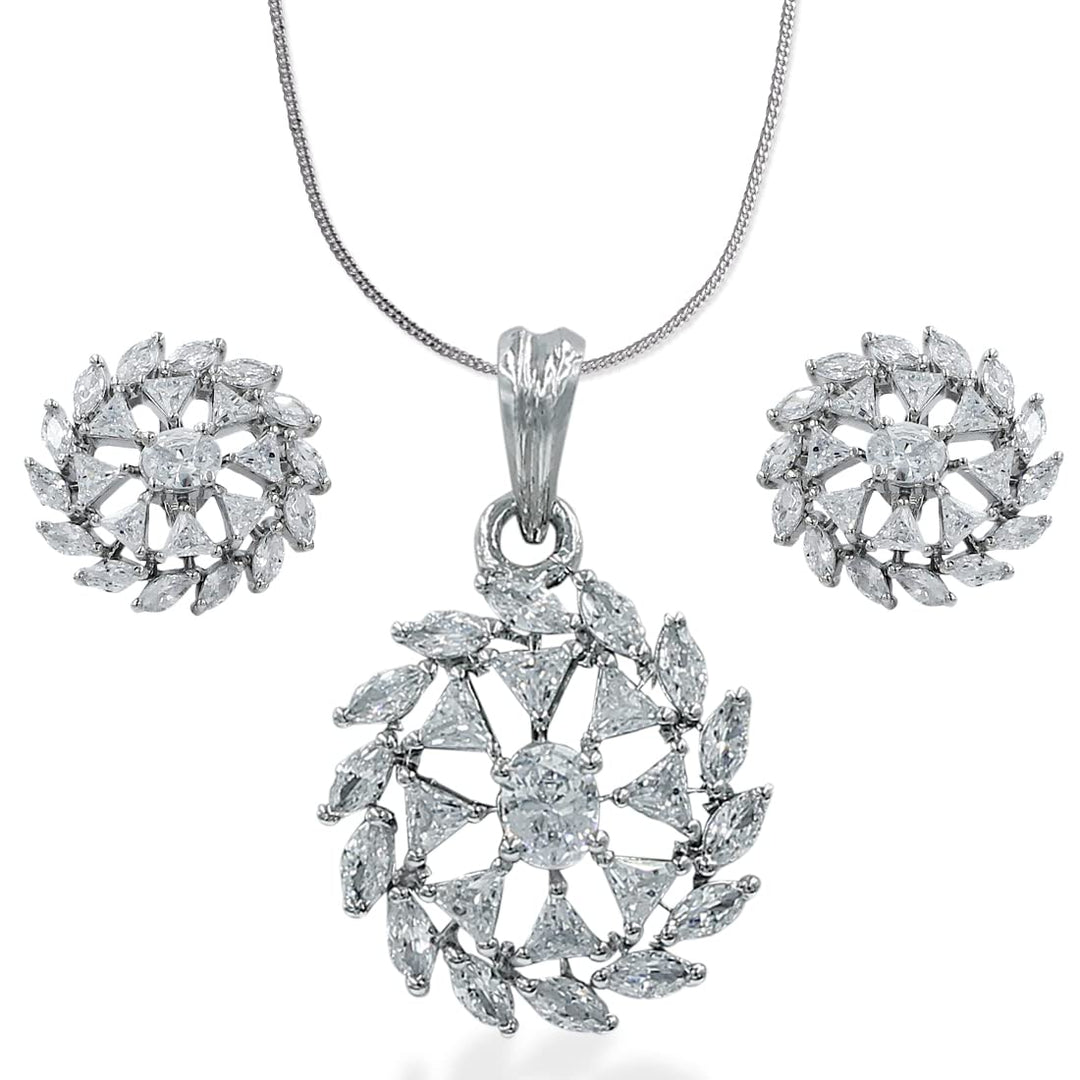 Taraash 925 Sterling Silver CZ Jewellery Set For Women - Taraash