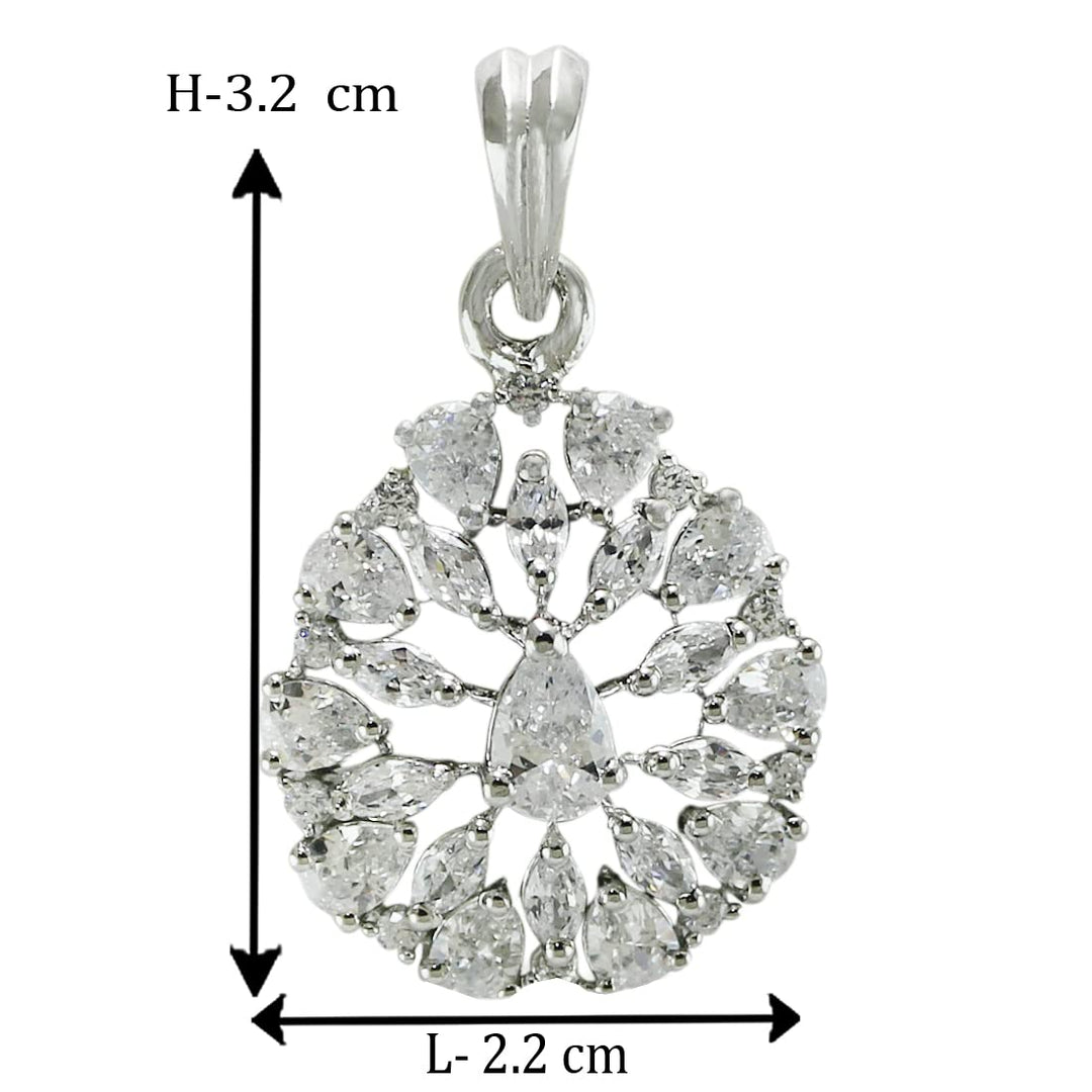 Taraash 925 Sterling Silver CZ Pear Drop Pendant Set For Women - Taraash