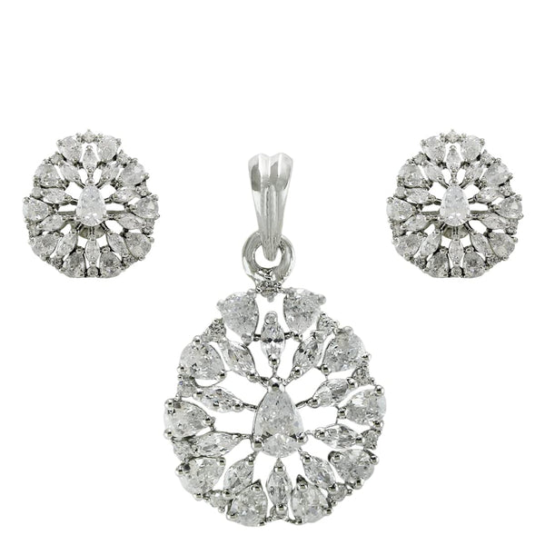 Taraash 925 Sterling Silver CZ Pear Drop Pendant Set For Women - Taraash