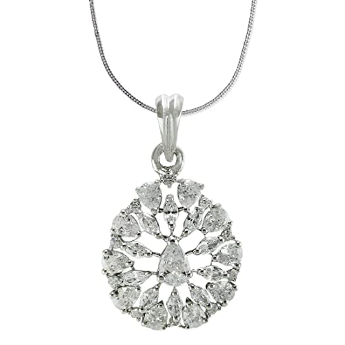 Taraash 925 Sterling Silver CZ Pear Drop Pendant With Chain For Women - Taraash