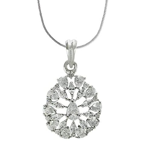 Taraash 925 Sterling Silver CZ Pear Drop Pendant With Chain For Women - Taraash
