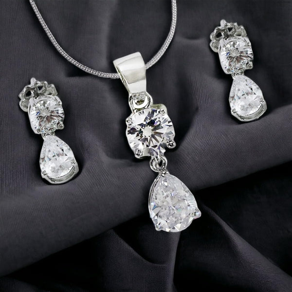 Taraash 925 Sterling Silver CZ Pendant Set For Women - Taraash