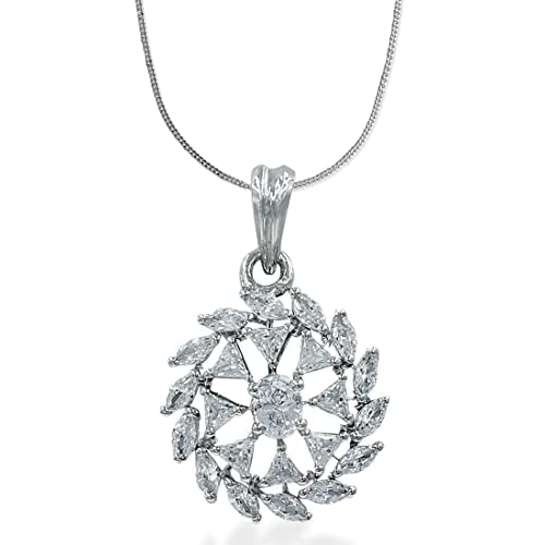 Taraash 925 Sterling Silver CZ Pendant With Chain For Women - Taraash