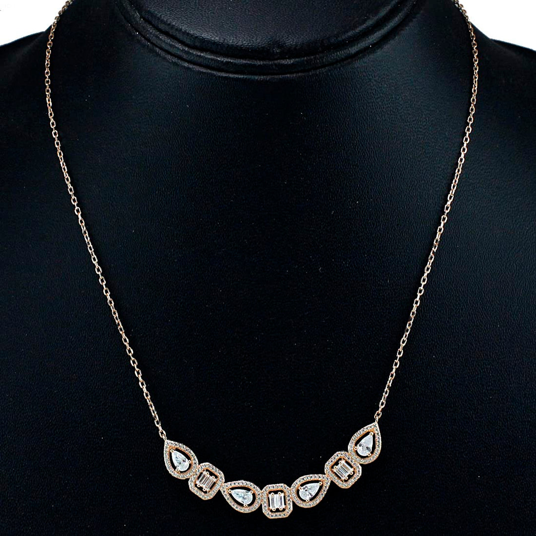 Taraash 925 Sterling Silver CZ Rose Gold Necklace For Women - Taraash