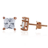 Taraash 925 Sterling Silver CZ Rose Gold Stud Earrings For Women - Taraash