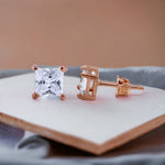 Load image into Gallery viewer, Taraash 925 Sterling Silver CZ Rose Gold Stud Earrings For Women - Taraash

