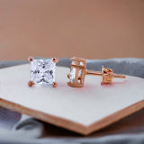 Taraash 925 Sterling Silver CZ Rose Gold Stud Earrings For Women - Taraash