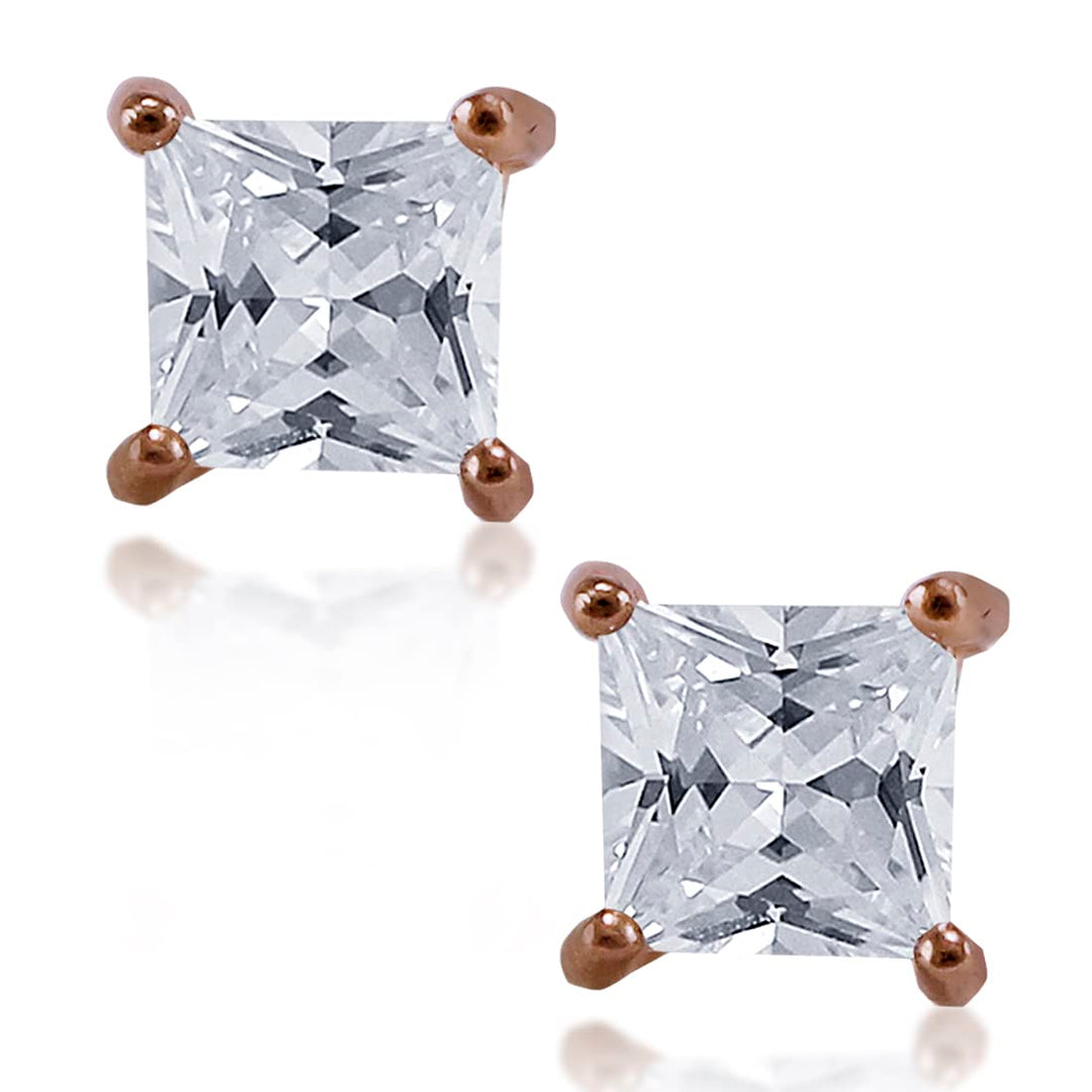 Taraash 925 Sterling Silver CZ Rose Gold Stud Earrings For Women - Taraash