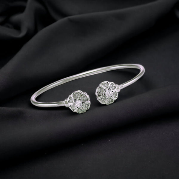 Taraash 925 Sterling Silver CZ Rose Petal Style Bangle For Women - Taraash