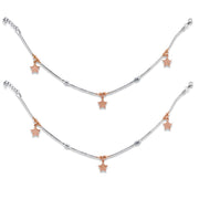Taraash 925 Sterling Silver Cz Star Anklet For Women - Taraash
