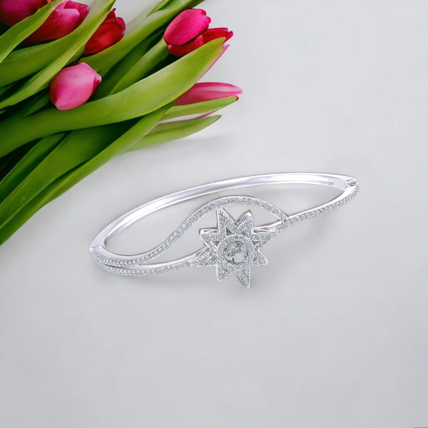 Taraash 925 Sterling Silver CZ Star Bangle For Women - Taraash