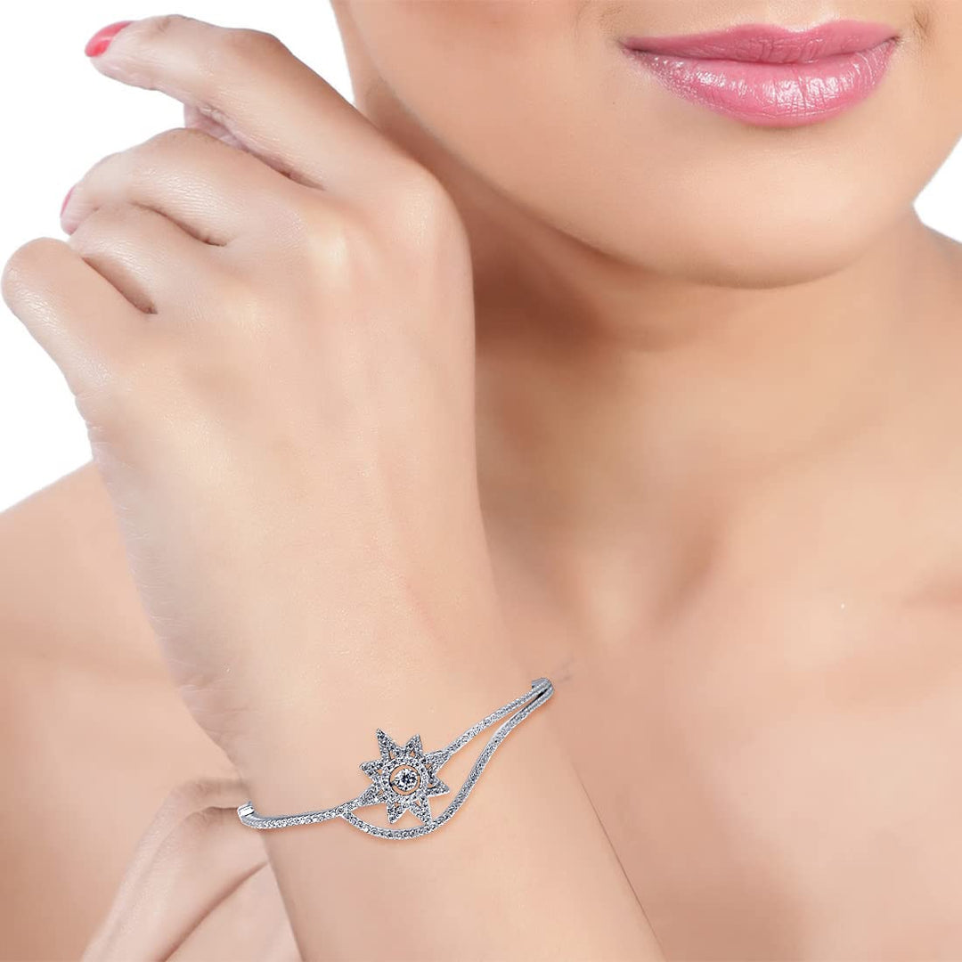 Taraash 925 Sterling Silver CZ Star Bangle For Women - Taraash