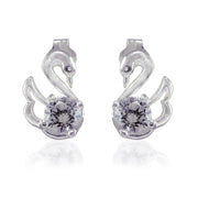 Taraash 925 Sterling Silver CZ Swan Stud Earrings For Women - Taraash
