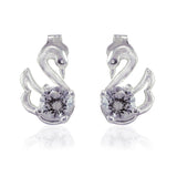 Taraash 925 Sterling Silver CZ Swan Stud Earrings For Women - Taraash