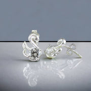 Taraash 925 Sterling Silver CZ Swan Stud Earrings For Women - Taraash