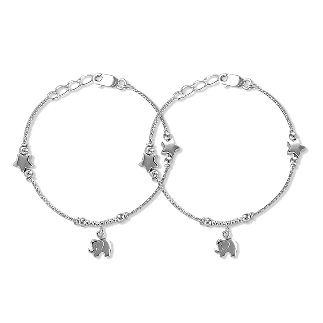 Taraash 925 Sterling Silver Dangling Elephant Charm Anklet For Girls - Taraash