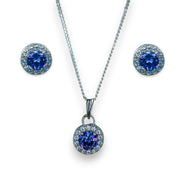 Taraash 925 Sterling Silver Dark Blue CZ Jewellery Set For Women - Taraash