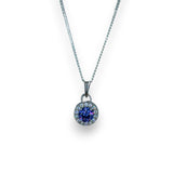 Taraash 925 Sterling Silver Dark Blue CZ Pendant Chain For Women - Taraash