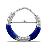 Taraash 925 Sterling Silver Dark Blue Enamel Hoops For Girls - Taraash