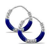 Taraash 925 Sterling Silver Dark Blue Enamel Hoops For Girls - Taraash