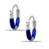 Taraash 925 Sterling Silver Dark Blue Enamel Hoops For Girls - Taraash