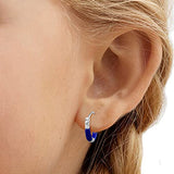 Taraash 925 Sterling Silver Dark Blue Enamel Hoops For Girls - Taraash