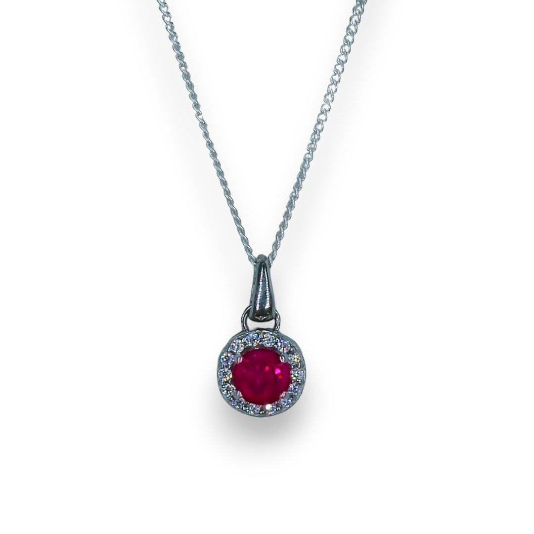Taraash 925 Sterling Silver Dark Pink CZ Pendant Chain For Women - Taraash