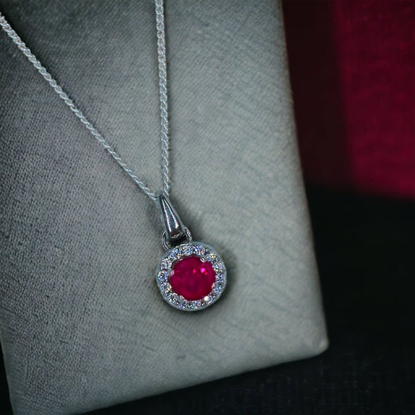 Taraash 925 Sterling Silver Dark Pink CZ Pendant Chain For Women - Taraash