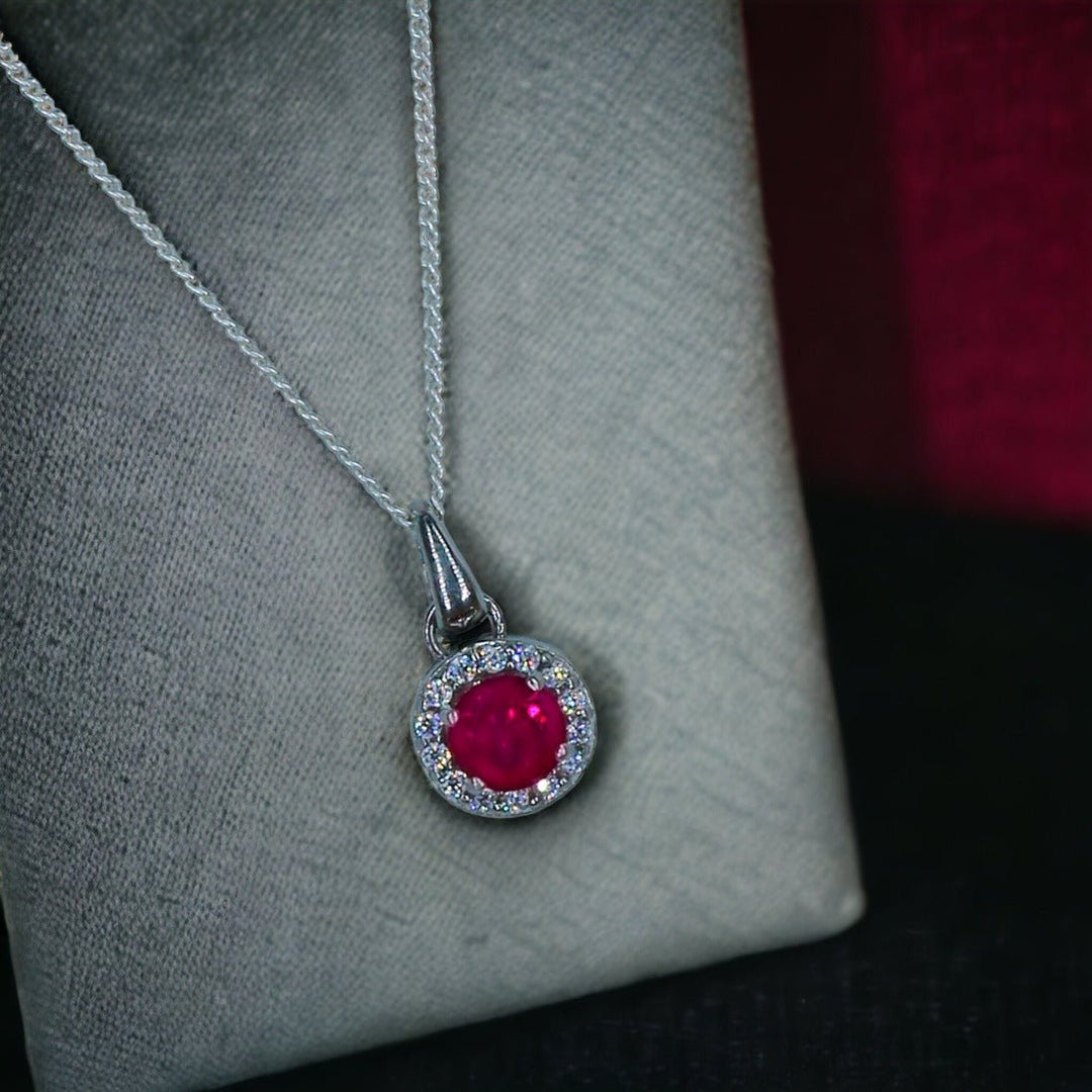 Taraash 925 Sterling Silver Dark Pink CZ Pendant Chain For Women - Taraash