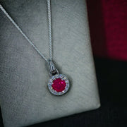 Taraash 925 Sterling Silver Dark Pink CZ Pendant Chain For Women - Taraash