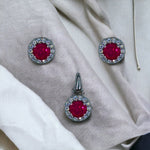 Load image into Gallery viewer, Taraash 925 Sterling Silver Dark Pink CZ Pendant Set For Women - Taraash