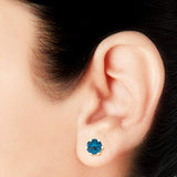 Taraash 925 Sterling Silver Deep Sky Blue Round Solitaire CZ Stud Earrings For Women CBER226I-07 - Taraash