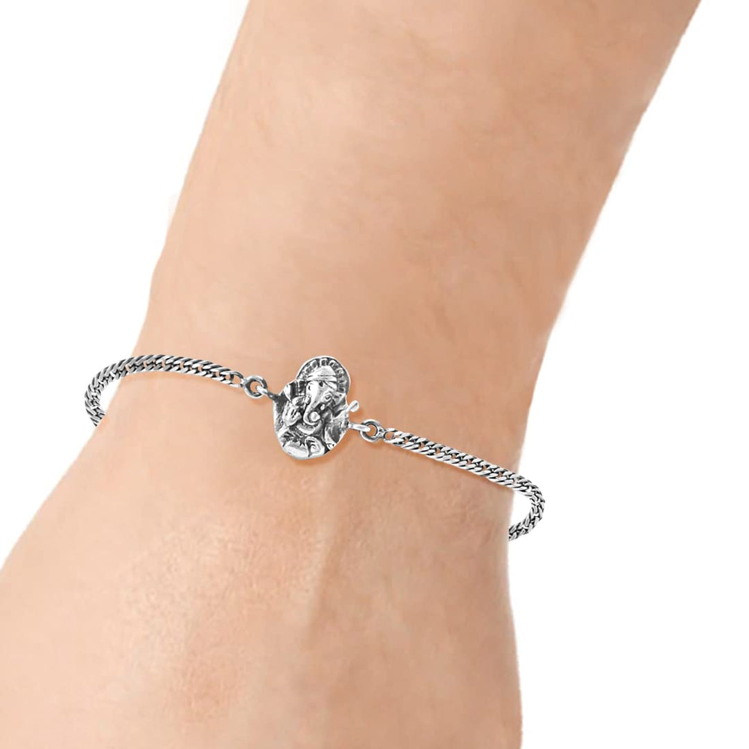 Taraash 925 Sterling Silver Divine Ganesha Silver Rakhi For Brother - Taraash