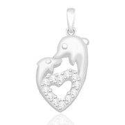 Taraash 925 Sterling Silver Dolphin Shape Combo Pendant With Chain For Girls COMBO PDCH 162 - Taraash