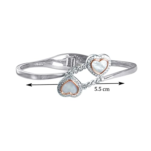Taraash 925 Sterling Silver Double Heart Bangle For Women - Taraash