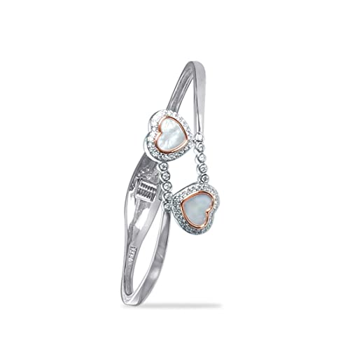 Taraash 925 Sterling Silver Double Heart Bangle For Women - Taraash