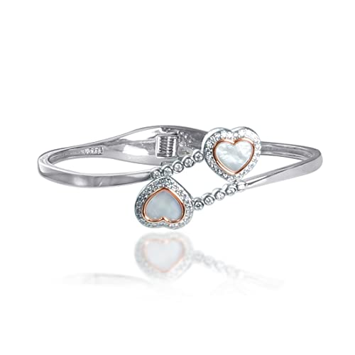 Taraash 925 Sterling Silver Double Heart Bangle For Women - Taraash