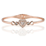 Taraash 925 Sterling Silver Double Heart CZ Bangle For Women - Taraash